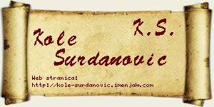 Kole Surdanović vizit kartica